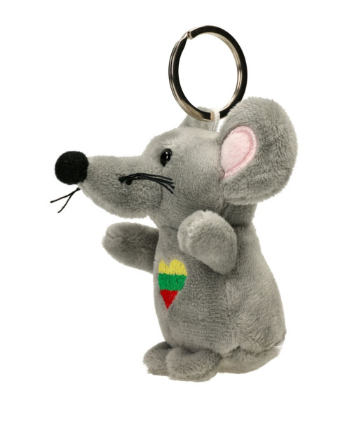 Mouse Keychain with Lithuanian flag heart